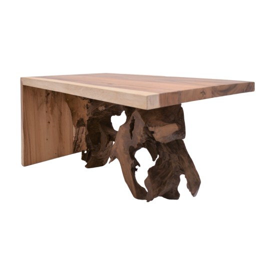 Τραπέζι σαλονιού Cardi Inart καρυδί teak ξύλο 110x60x50εκ Model: 315-000003