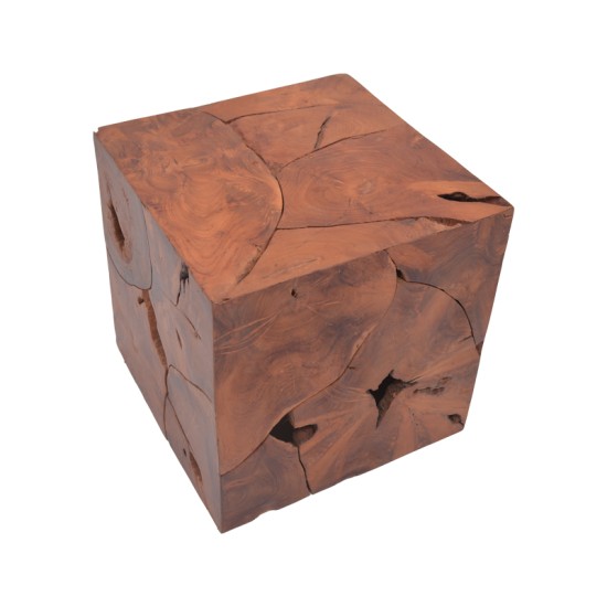 Σκαμπό Boxy Inart φυσικό μασίφ ξύλο teak 40x40x40εκ Model: 315-000024