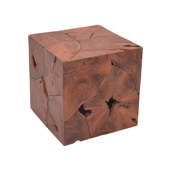 Σκαμπό Boxy Inart φυσικό μασίφ ξύλο teak 40x40x40εκ Model: 315-000024