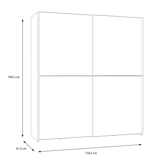 Ντουλάπα ρούχων Noez I  δίφυλλη με ράφια σε λευκή απόχρωση 170.5x61x190.5εκ