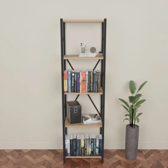 Βιβλιοθήκη Glase oak μελαμίνης-μαύρο μέταλλο 40x30x150εκ Βιβλιοθήκη Glase oak μελαμίνης-μαύρο μέταλλο 40x30x150εκ