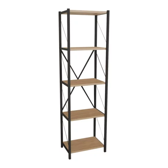 Βιβλιοθήκη Glase oak μελαμίνης-μαύρο μέταλλο 40x30x150εκ Βιβλιοθήκη Glase oak μελαμίνης-μαύρο μέταλλο 40x30x150εκ