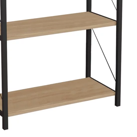 Βιβλιοθήκη Jackrey  oak μελαμίνης-μαύρο μέταλλο 63x30x114εκ