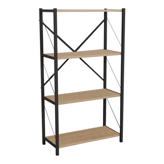 Βιβλιοθήκη Jackrey  oak μελαμίνης-μαύρο μέταλλο 63x30x114εκ