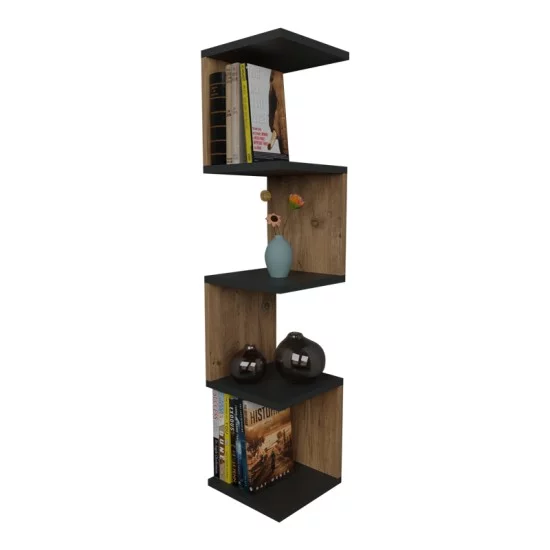 Ραφιέρα τοίχου Zigzag oak-ανθρακί μελαμίνης 25x25x109εκ Ραφιέρα τοίχου Zigzag oak-ανθρακί μελαμίνης 25x25x109εκ