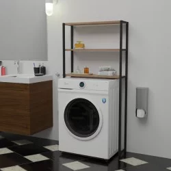 Έπιπλο πλυντηρίου Bothy  oak μελαμίνης-μαύρο μέταλλο 73x22x150εκ