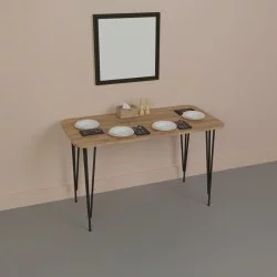 Τραπέζι Polkan  oak μελαμίνης-μαύρο μέταλλο 120x60x73εκ