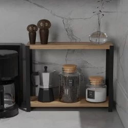 Επιτραπέζια ραφιέρα Lerf  oak μελαμίνης-μαύρο μέταλλο 48x17x40εκ