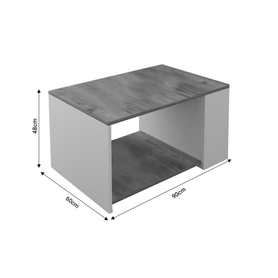 Τραπέζι σαλονιού Noil  oak-λευκό μελαμίνης 90x60x48εκ Model: 321-000048