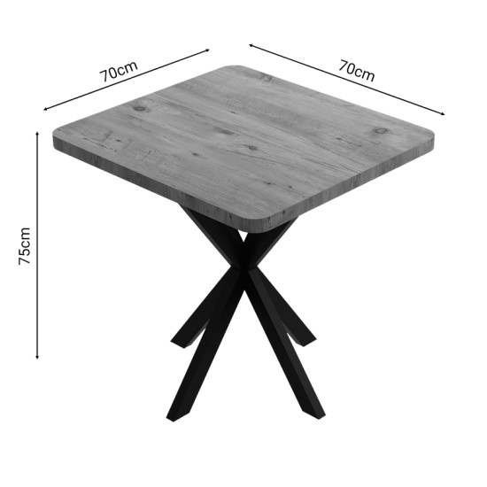 Τραπέζι Prestone  oak μελαμίνης-μαύρο μέταλλο 70x70x75εκ Model: 321-000081