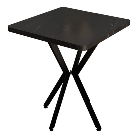 Τραπέζι Prestone pakoworld μαύρο μαρμάρου μελαμίνης-μαύρο μέταλλο 70x70x75εκ Model: 321-000082