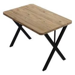 Τραπέζι Zeryin  oak μελαμίνης-μαύρο μέταλλο 110x70x75εκ