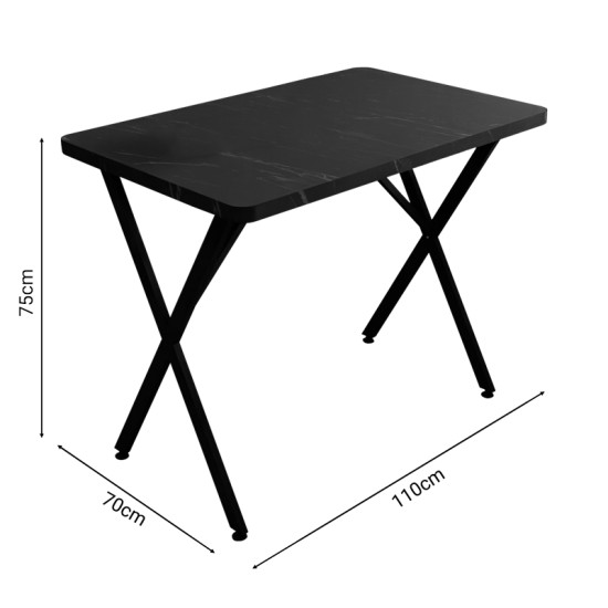 Τραπέζι Zeryin pakoworld μαύρο μελαμίνης-μαύρο μέταλλο 70x110x75εκ Model: 321-000085