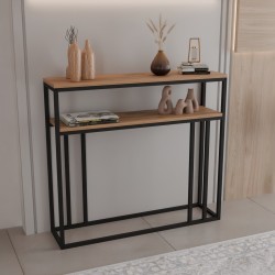 Κονσόλα Daleti  σε oak απόχρωση με μαύρο μεταλλικό σκελετό 100x25x90εκ