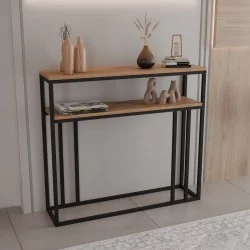 Κονσόλα Daleti  σε oak απόχρωση με μαύρο μεταλλικό σκελετό 100x25x90εκ