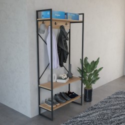 Έπιπλο εισόδου Levento  oak με μαύρο μεταλλικό σκελετό 88x34x180εκ Έπιπλο εισόδου Levento  oak με μαύρο μεταλλικό σκελετό 88x34x180εκ