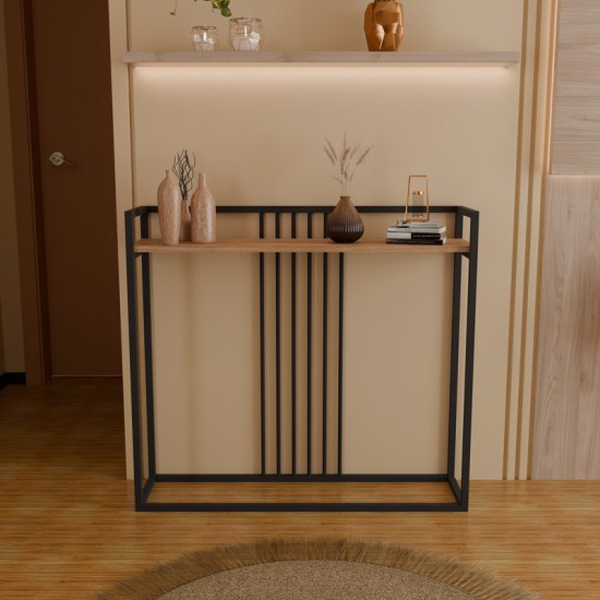 Κονσόλα Convida  oak με μαύρο μεταλλικό σκελετό 100x25x90εκ