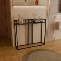 Κονσόλα Convida  ανθρακί με μαύρο μεταλλικό σκελετό 100x25x90εκ