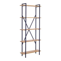 Βιβλιοθήκη Derena  oak με μαύρο μέταλλο 60x29x160εκ