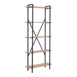 Βιβλιοθήκη Derena  oak με μαύρο μέταλλο 60x29x160εκ