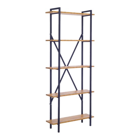 Βιβλιοθήκη Derena  oak με μαύρο μέταλλο 60x29x160εκ