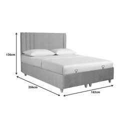 Κρεβάτι με αποθηκευτικό χώρο Lineo  μπουκλέ σε μπεζ απόχρωση 160x200εκ