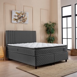 Κρεβάτι με αποθηκευτικό χώρο Lineo  μπουκλέ σε ανθρακί απόχρωση 160x200εκ