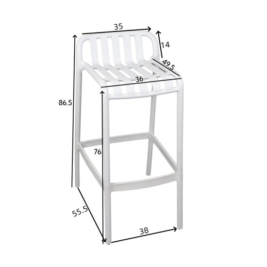 Σκαμπό μπαρ Laudre  pp σε ανθρακί απόχρωση 56x36x87εκ Model: 326-000010