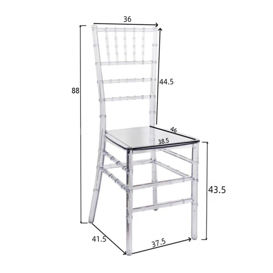 Καρέκλα Tiffany  διάφανο pc 38.5x46x88εκ Model: 326-000011