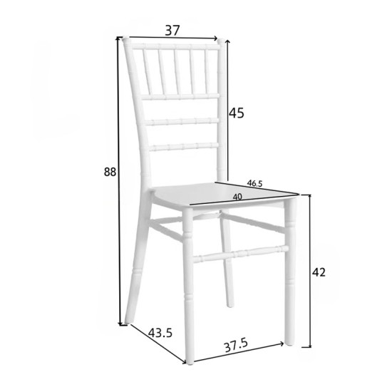 Καρέκλα Tiffany  pp σε λευκή απόχρωση 40x40x88εκ