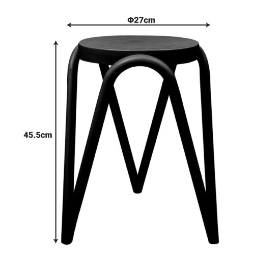 Σκαμπό Serzona  pp σε μαύρη απόχρωση Φ27x45.5εκ