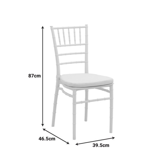 Καρέκλα Tiffany I  με μαξιλάρι pp σε λευκή απόχρωση 39.5x46.5x87εκ