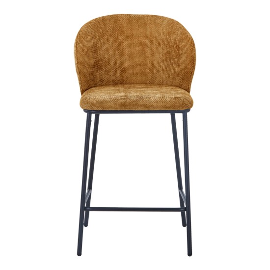 Σκαμπό μπαρ Karg  camel  ύφασμα-πόδι μαύρο μέταλλο 49x46x93εκ