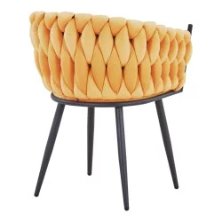 Πολυθρόνα Vivian  κίτρινο βελούδο-πόδι μαύρο μέταλλο 61x55x80εκ