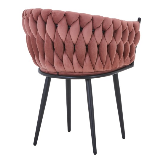 Πολυθρόνα Vivian  σάπιο μήλο βελούδο-πόδι μαύρο μέταλλο 61x55x80εκ