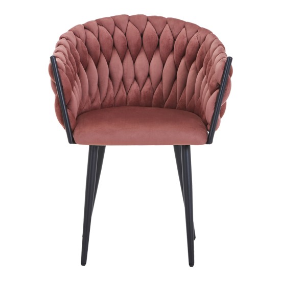 Πολυθρόνα Vivian  σάπιο μήλο βελούδο-πόδι μαύρο μέταλλο 61x55x80εκ