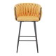 Σκαμπό μπαρ Vivian  κίτρινο βελούδο-πόδι μαύρο μέταλλο 57x50x100εκ