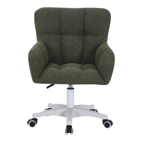 Καρέκλα γραφείου εργασίας Givole  σε λαδί μπουκλέ ύφασμα 55x55x75-84εκ