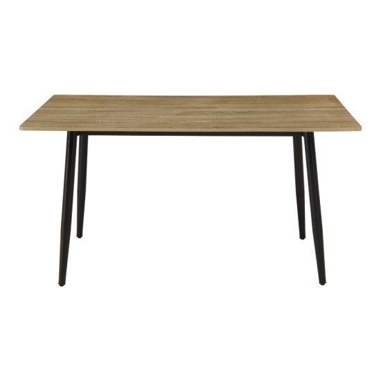 Τραπέζι Loza  sonoma MDF με μαύρο μεταλλικό πόδι 140x80x73εκ