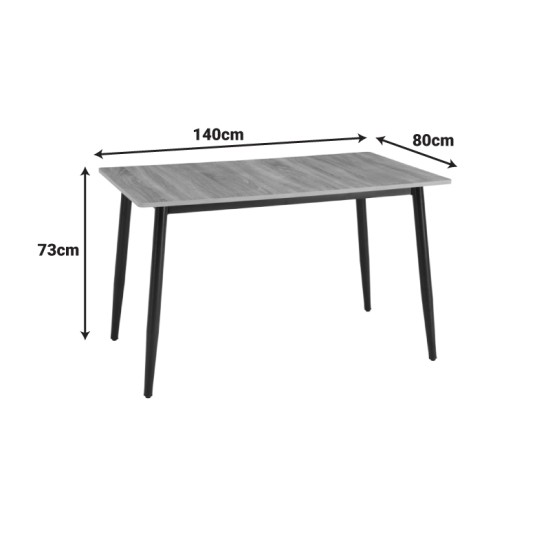 Τραπέζι Loza  καρυδί MDF με μαύρο μεταλλικό πόδι 140x80x73εκ