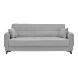 Καναπές-κρεβάτι με αποθηκευτικό χώρο τριθέσιος Lincoln  ανοιχτό γκρι ύφασμα 225x75x85εκ