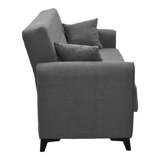 Καναπές-κρεβάτι με αποθηκευτικό χώρο τριθέσιος Lincoln  ανθρακί ύφασμα 225x75x85εκ