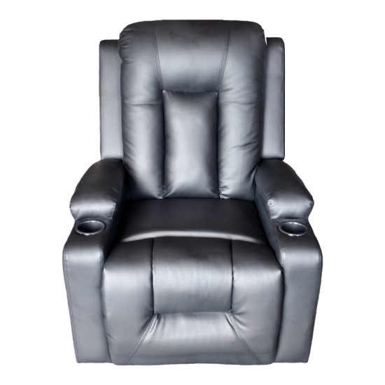Πολυθρόνα relax με μηχανισμό massage Gessel  PU σε μαύρη απόχρωση 80x90x98εκ