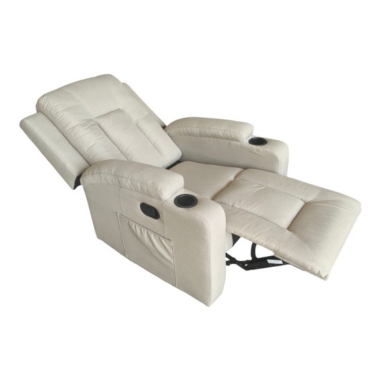 Πολυθρόνα relax με μηχανισμό massage Gessel  μπεζ ύφασμα 80x90x98εκ