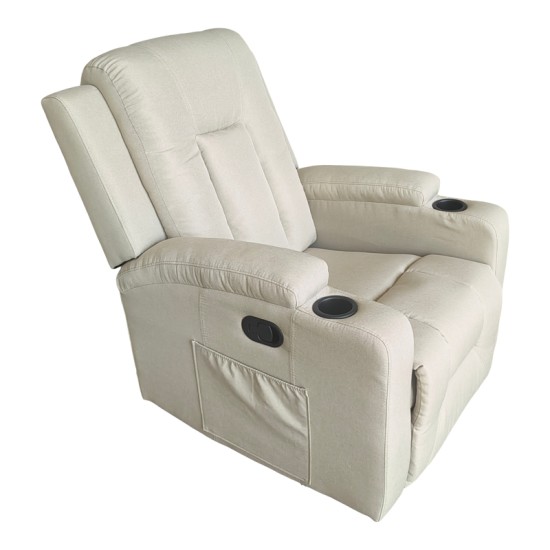 Πολυθρόνα relax με μηχανισμό massage Gessel  μπεζ ύφασμα 80x90x98εκ