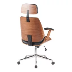 Καρέκλα γραφείου διευθυντή Fetseno  μαύρο pu-βάση χρωμίου 53x56x113.5-123.5εκ