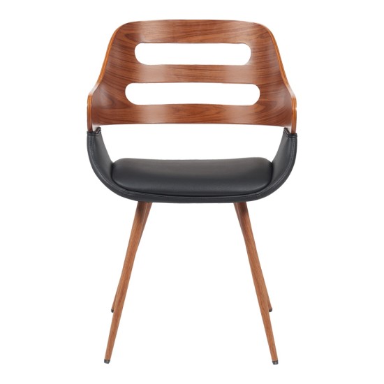 Πολυθρόνα Fern  PU μαύρο-ξύλο καρυδί απόχρωση 52x59x80εκ