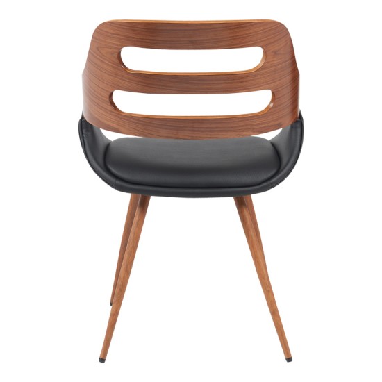 Πολυθρόνα Fern  PU μαύρο-ξύλο καρυδί απόχρωση 52x59x80εκ