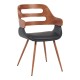 Πολυθρόνα Fern  PU μαύρο-ξύλο καρυδί απόχρωση 52x59x80εκ