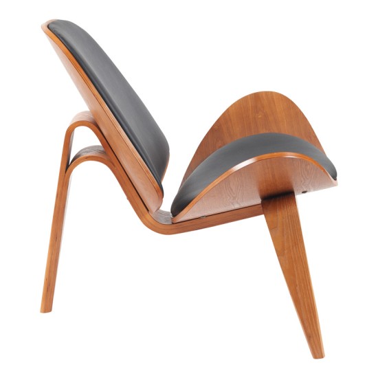 Πολυθρόνα Vilma PU μαύρο- plywood καρυδί 90x76.5x74.5εκ Πολυθρόνα Vilma PU μαύρο- plywood καρυδί 90x76.5x74.5εκ